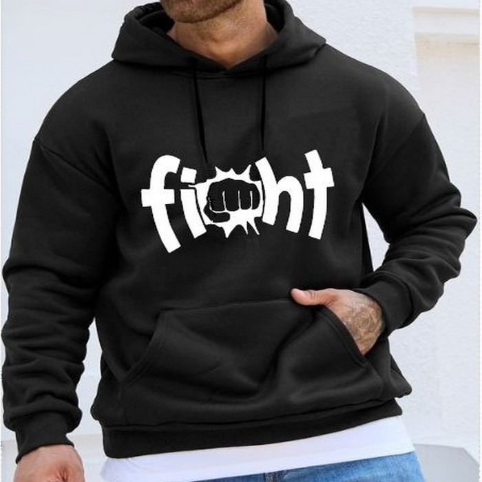 Sweat a capuche, Noir/fight